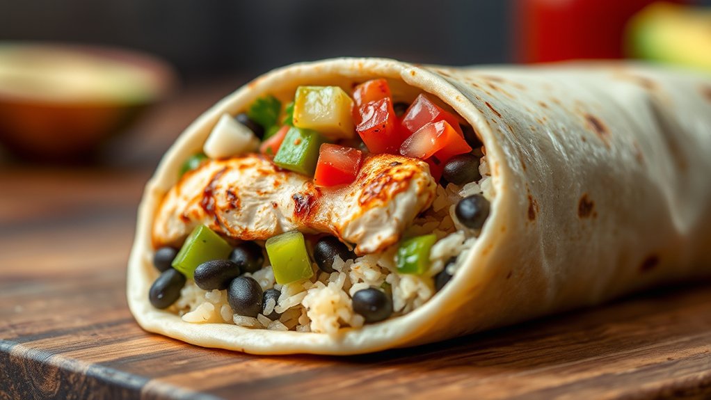 flavorful customizable chicken burrito