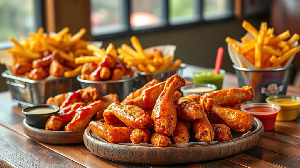 popular wings and drinks