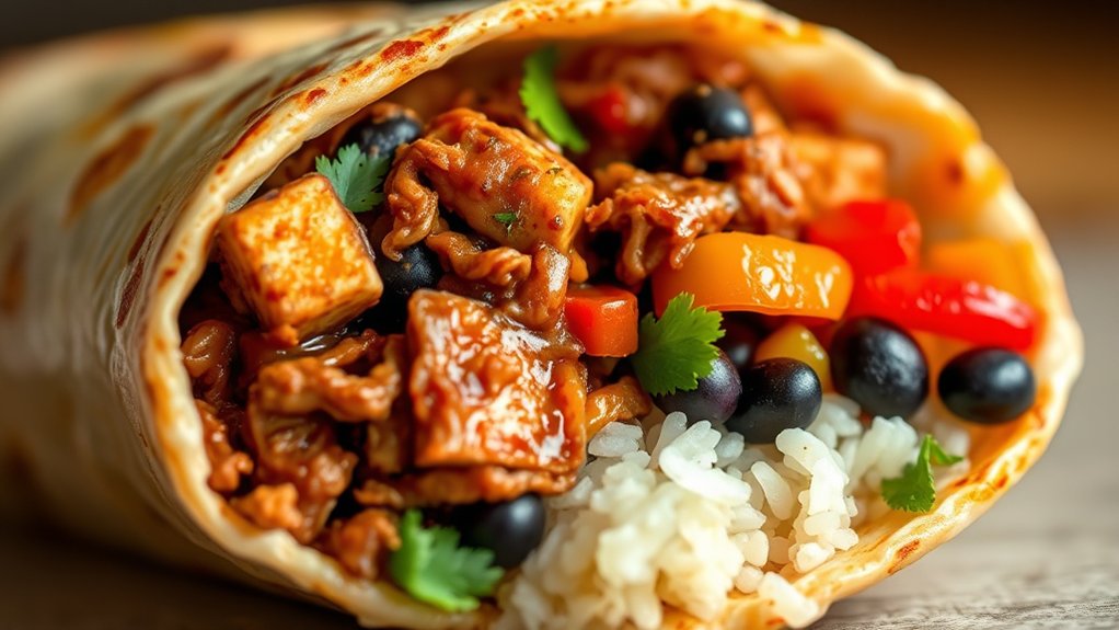 spicy vegan tofu burrito